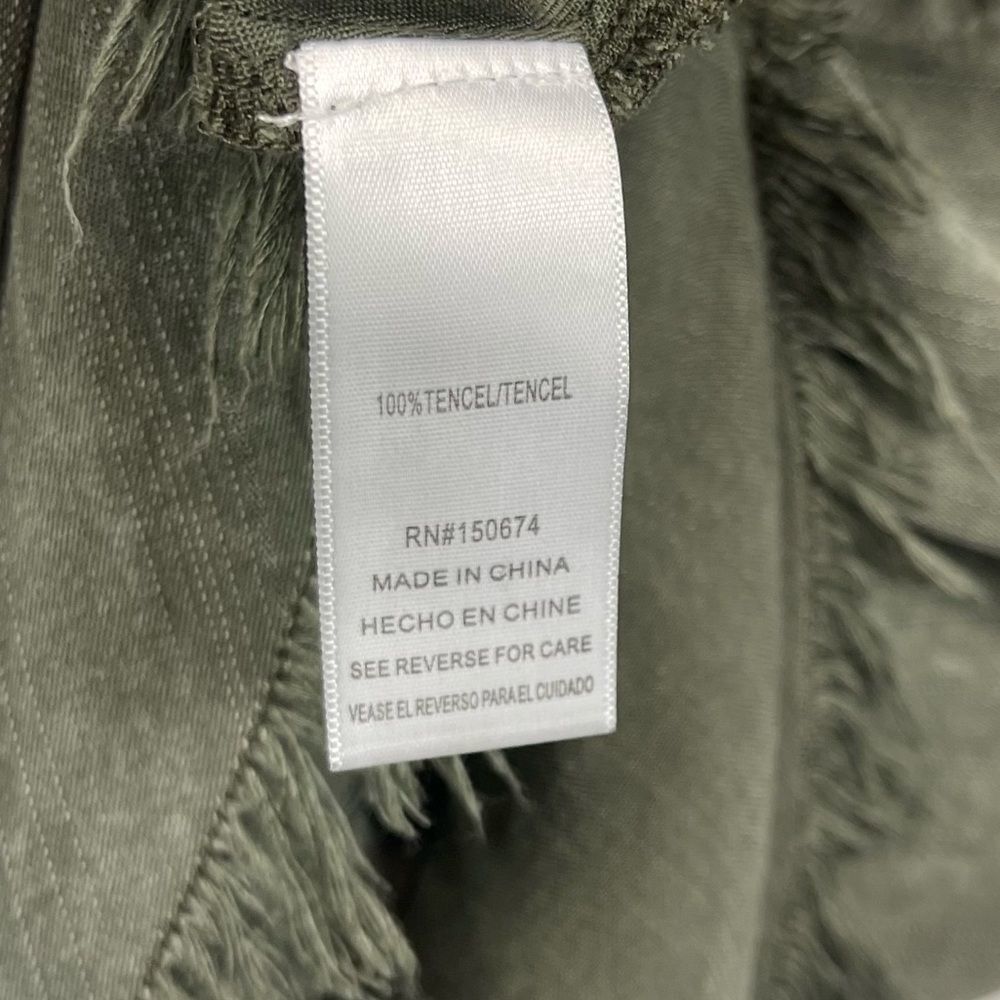 Billy T Leeway Faded Chambray Shirt Dress XS Army Olive Green Utility Boho MIDI - Picture 13 of 16